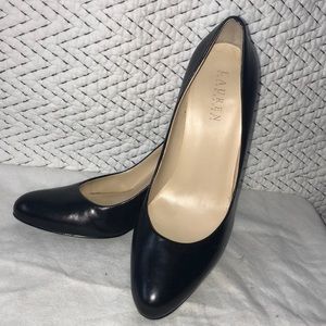 Blk Leather Lauren RL heels